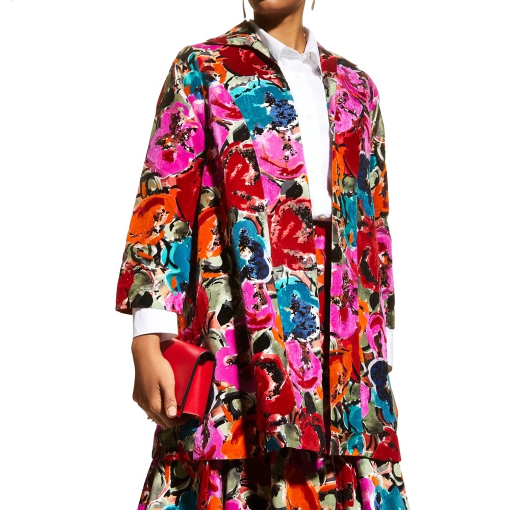 Frances Valentine Cornelia Swing Jacket Size L Bracelet Length Sleeve Open Front